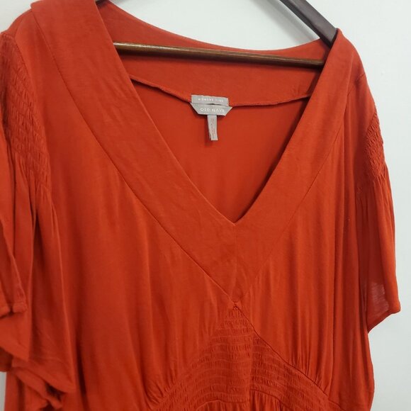 Old Navy Womens Y2K Smocked Babydoll Top Size 3X Red Short Sleeve Preppy Capsule - Picture 2 of 12